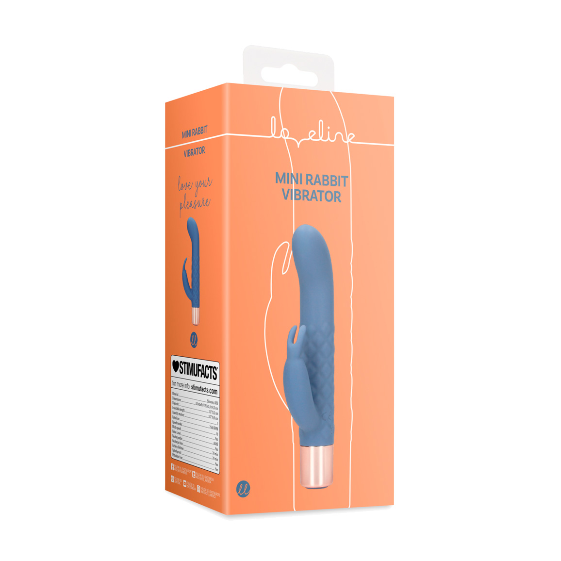 Кліторально-вагінальний міні-вібратор Loveline Mini Rabbit Vibrator синій, 1 шт